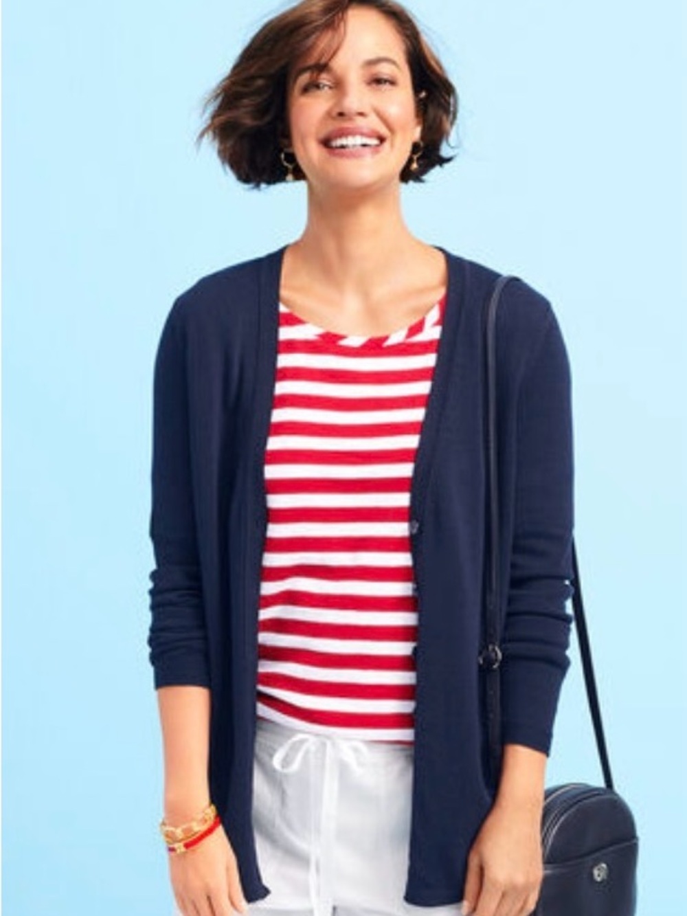 Talbots EVERYDAY GIRLFRIEND CARDIGAN Navy Open-Front Women's Cardigan Size XL